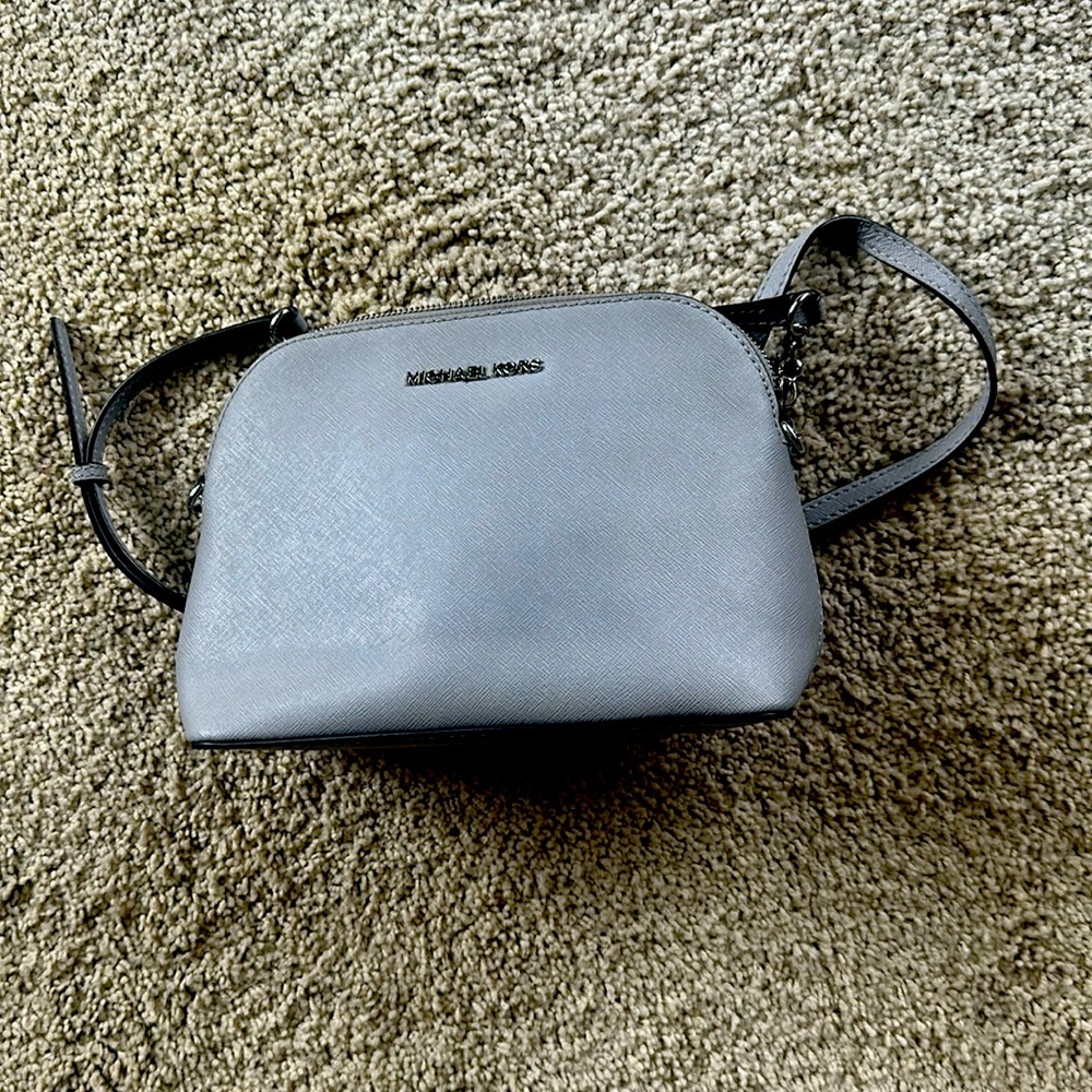 Michael Kors Light Gray Saffiano Leather Crossbody Bag